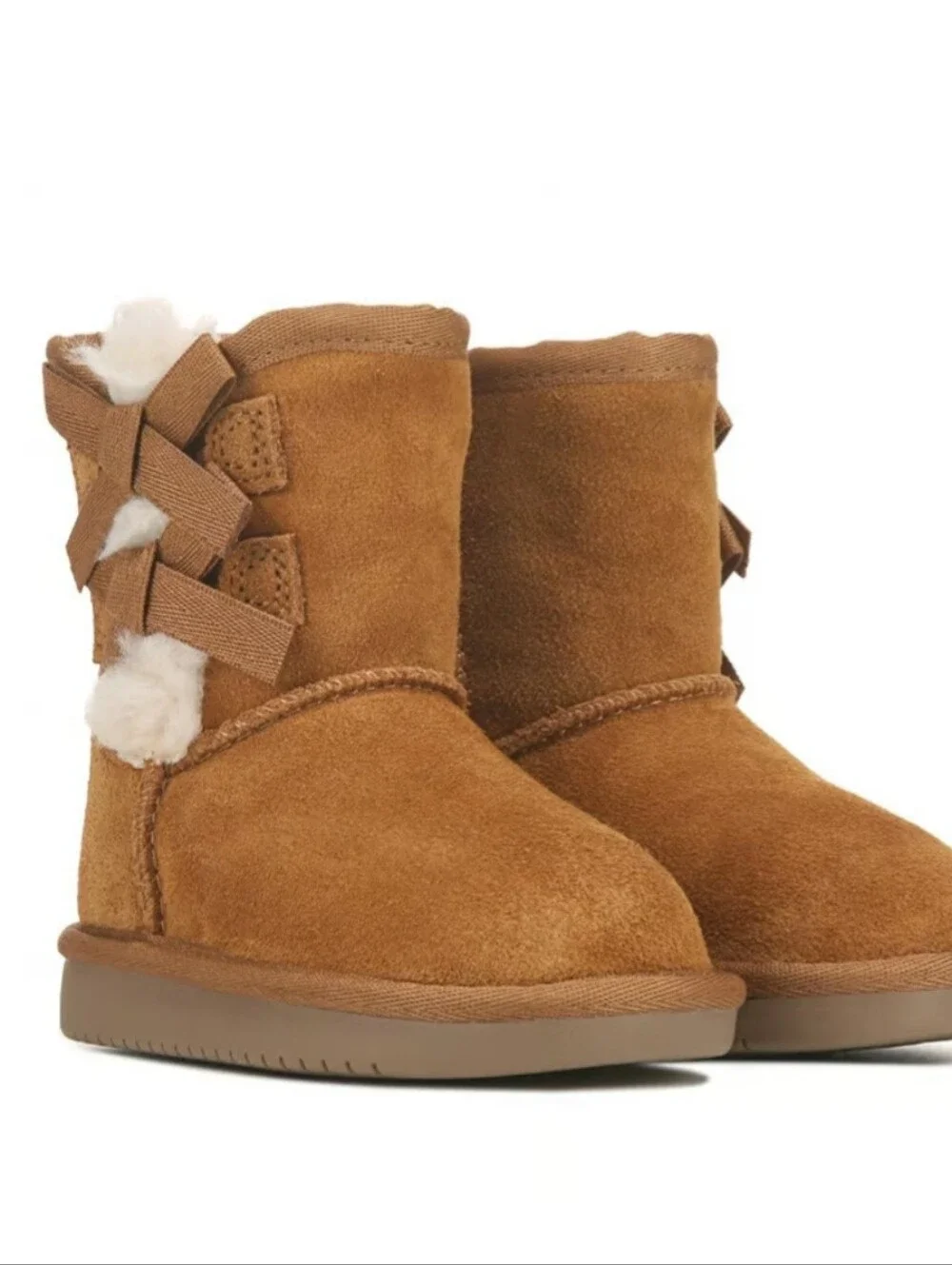 Koolaburra Chestnut Suede Faux-Shearling Kids Boots